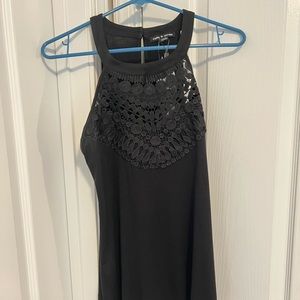 Black Stretchy High Neck Tank Top New With Tags Size Medium Cable & Gauge